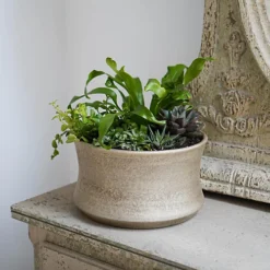 Luxe Bowl White Gold H14CM D24CM -Outsunny Garden Zone luxe bowl white gold h14cm d24cm5055352858118 04c MP