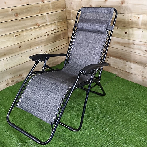 Luxury Zero Gravity Garden Relaxer Chair / Sun Lounger - Grey 2 Luxury Zero Gravity Garden Relaxer Chair / Sun Lounger - Grey - Image 2