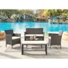 Maya 5 Piece Rattan Garden Lounge Set Outdoor Patio With Bench & Table, Black