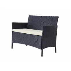 Maya 5 Piece Rattan Garden Lounge Set Outdoor Patio With Bench & Table, Black -Outsunny Garden Zone maya 5 piece rattan garden lounge set outdoor patio with bench table black5060678409470 03c MP