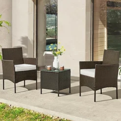 Mcc Direct Rattan Furniture Garden Table And Chair Set Rome Brown