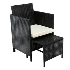 MCC Direct Rattan Garden Furniture Table And Chair Set Cuba Black -Outsunny Garden Zone mcc direct rattan garden furniture table and chair set cuba black5060856462884 03c MP