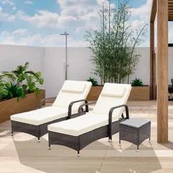 MCC Direct Rattan Sun Lounger And Table Venice Brown