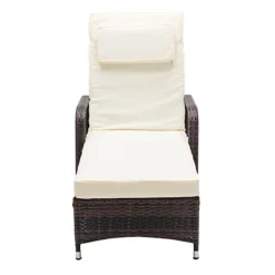 MCC Direct Rattan Sun Lounger And Table Venice Brown -Outsunny Garden Zone mcc direct rattan sun lounger and table venice brown5060856462686 03c MP