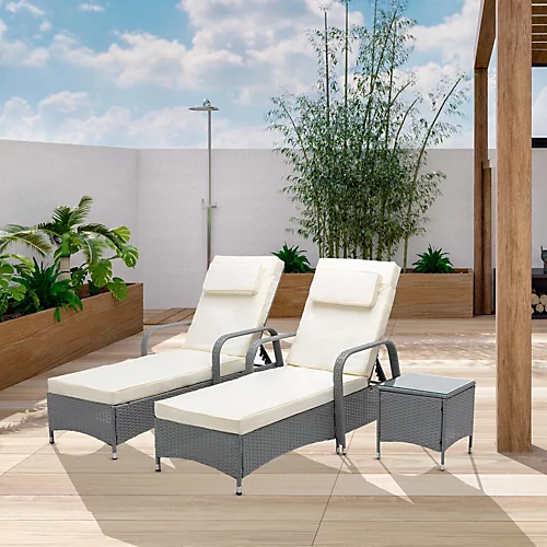 MCC Direct Rattan Sun Lounger And Table Venice Grey 1 MCC Direct Rattan Sun Lounger And Table Venice Grey