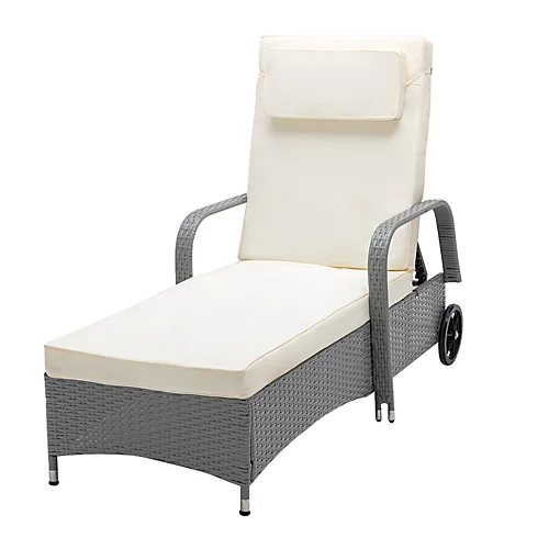 MCC Direct Rattan Sun Lounger And Table Venice Grey 3 MCC Direct Rattan Sun Lounger And Table Venice Grey - Image 3