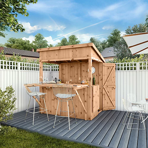 Mercia 6x4 Ft Pent Tongue & Groove Wooden Garden Bar With Single Door 1 Mercia 6x4 Ft Pent Tongue & Groove Wooden Garden Bar With Single Door