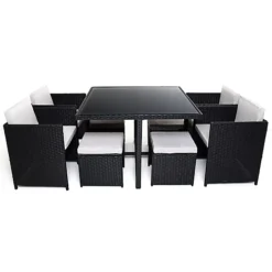 Milano 9 Piece Rattan Cube Dining Set -Outsunny Garden Zone milano 9 piece rattan cube dining set5060832770385 03c MP