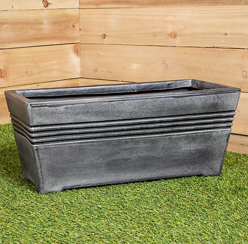 Milano Grey Pewter Effect Trough Garden Planter 58.5cm W X 23cm H X 25cm D 3 Milano Grey Pewter Effect Trough Garden Planter 58.5cm W X 23cm H X 25cm D - Image 3