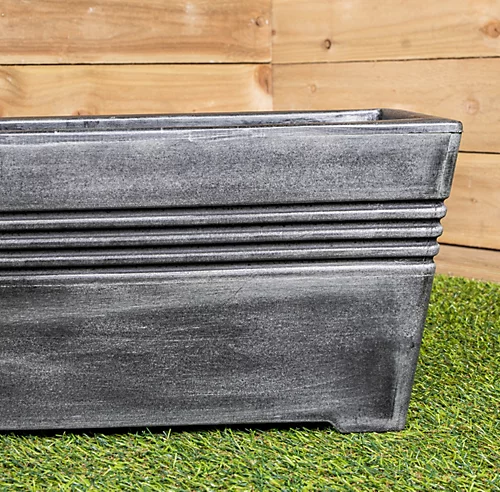 Milano Grey Pewter Effect Trough Garden Planter 58.5cm W X 23cm H X 25cm D 4 Milano Grey Pewter Effect Trough Garden Planter 58.5cm W X 23cm H X 25cm D - Image 4