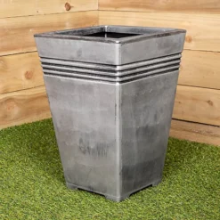 Milano Tall Grey Pewter Garden Planter - 45cm Tall