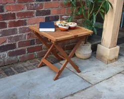 Outsunny Garden Zone 24 Mini Folding Side Square Table - Acacia