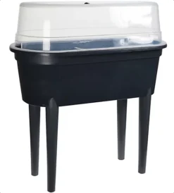 Mini Raised Propagator Greenhouse Outdoor Herb Garden Dark Grey