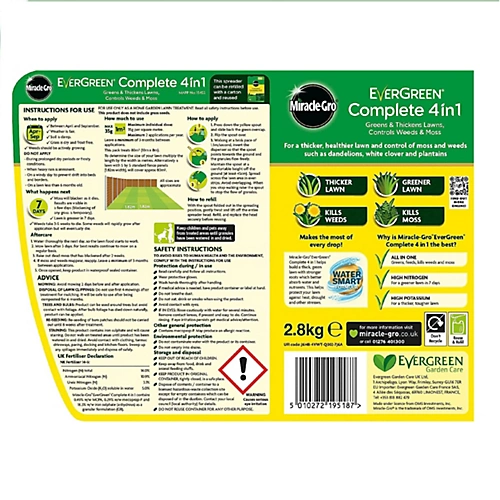 Miracle Gro Lawn Feed EverGreen Complete 4in1 Spreader Weed & Moss Killer 2 Miracle Gro Lawn Feed EverGreen Complete 4in1 Spreader Weed & Moss Killer - Image 2