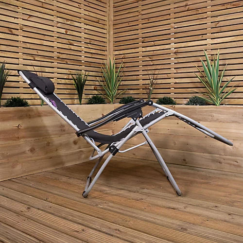 Multi Position Garden Gravity Relaxer Chair / Sun Lounger - BLACK/SILVER 2 Multi Position Garden Gravity Relaxer Chair / Sun Lounger - BLACK/SILVER - Image 2