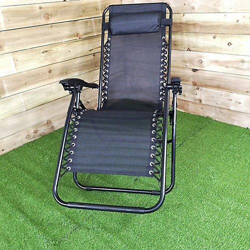 Multi Position Textoline Garden Relaxer Chair Lounger - All Black 2 Multi Position Textoline Garden Relaxer Chair Lounger - All Black - Image 2
