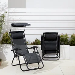Neo Black Folding Zero Gravity Garden Chairs And Table Set -Outsunny Garden Zone neo black folding zero gravity garden chairs and table set5056293914703 04c MP