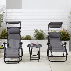 Neo Grey Folding Portable Zero Gravity Chairs And Table Set 7 Neo Grey Folding Portable Zero Gravity Chairs And Table Set -Outsunny Garden Zone neo grey folding portable zero gravity chairs and table set5056293914697 04c MP