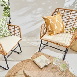 Neo Natural Garden Furniture Patio Wicker Bamboo Style Chair Table Outdoor Rattan Bistro Set 3 Piece -Outsunny Garden Zone neo natural garden furniture patio wicker bamboo style chair table outdoor rattan bistro set 3 piece5056293914574 03c MP