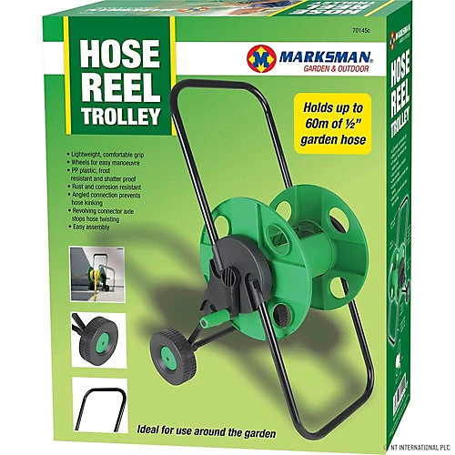 New Portable Trolley Wheels Hose Reel Garden Watering Pipe Free Standing Winder 1 New Portable Trolley Wheels Hose Reel Garden Watering Pipe Free Standing Winder