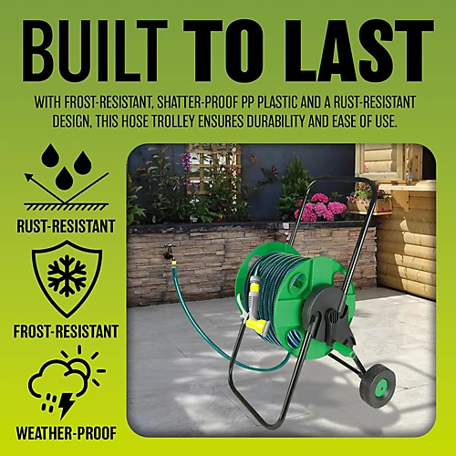 New Portable Trolley Wheels Hose Reel Garden Watering Pipe Free Standing Winder 4 New Portable Trolley Wheels Hose Reel Garden Watering Pipe Free Standing Winder - Image 4