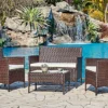 Newport Rattan Garden Furniture Set Conservatory Patio Outdoor Table Chairs Sofa, Dark Brown
