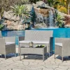Newport Rattan Garden Furniture Set Conservatory Patio Outdoor Table Chairs Sofa, Dark Grey Plus Cover