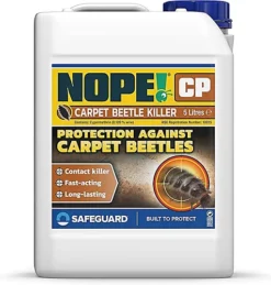 NOPE CP Carpet Beetle Killer Spray (5 L) Fast-acting, Odourless, Repellent And Disinfectant Carpet Beetle Spray. HSE Approved