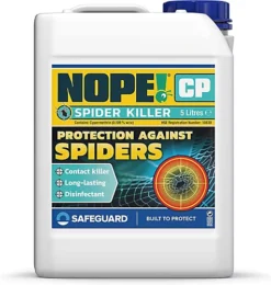 NOPE Spider Killer Spray Repellent - 5 Litres - Kills On Contact, Residual Action. Odourless, Non-Staining. HSE Registered