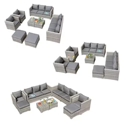 Oseasons Acorn Deluxe Rattan 10 Seat Modular Sofa Set In Dove Grey -Outsunny Garden Zone oseasons acorn deluxe rattan 10 seat modular sofa set in dove grey5056010144017 03c MP