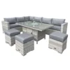 Oseasons Aruba Rattan 9 Seat Firepit Table Set In Dove Grey