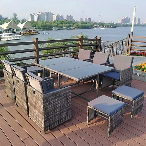 Oseasons Cube KD Rattan 6-12 Seat Dining Set In Grey 1 Oseasons Cube KD Rattan 6-12 Seat Dining Set In Grey