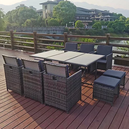Oseasons Cube KD Rattan 6-12 Seat Dining Set In Grey 2 Oseasons Cube KD Rattan 6-12 Seat Dining Set In Grey - Image 2