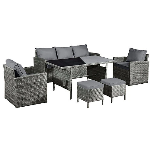 Oseasons Fiji Rattan 7 Seat Lounge Dining Set In Pewter Grey 2 Oseasons Fiji Rattan 7 Seat Lounge Dining Set In Pewter Grey - Image 2