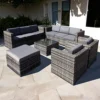 Oseasons Malta Rattan 9 Seat U-Shape Set In Walnut Grey