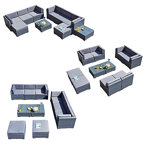 Oseasons Trinidad Deluxe Rattan 8 Seat Modular Sofa Set In Ocean Grey 3 Oseasons Trinidad Deluxe Rattan 8 Seat Modular Sofa Set In Ocean Grey - Image 3