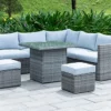 OUT & OUT Lima Outdoor Rattan Corner Lounge Set With High Table - 7 Seats