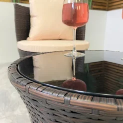 Outdoor Brown Rattan With Cream Cushions Garden Patio Stackable Vase Bistro Chair And Table Set -Outsunny Garden Zone outdoor brown rattan with cream cushions garden patio stackable vase bistro chair and table set5060658795074 03c MP