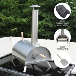 Outdoor Tabletop Pizza Oven Smoker Barbeque Countertop Garden With Pizza Peel, Pizza Stone, Pizza Cutter, Rain Cover