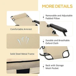 Outsunny 2 In 1 Outdoor Folding Sun Lounger W/ Adjustable Back And Pillow Beige -Outsunny Garden Zone outsunny 2 in 1 outdoor folding sun lounger w adjustable back and pillow beige5056534538125 06c MP