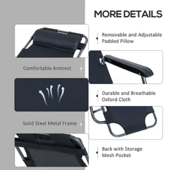 Outsunny 2 In 1 Outdoor Folding Sun Lounger W/ Adjustable Back And Pillow Black -Outsunny Garden Zone outsunny 2 in 1 outdoor folding sun lounger w adjustable back and pillow black5056029882566 06c MP