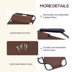 Outsunny 2 In 1 Outdoor Folding Sun Lounger W/ Adjustable Back And Pillow Brown 7 Outsunny 2 In 1 Outdoor Folding Sun Lounger W/ Adjustable Back And Pillow Brown -Outsunny Garden Zone outsunny 2 in 1 outdoor folding sun lounger w adjustable back and pillow brown5056029882603 06c MP