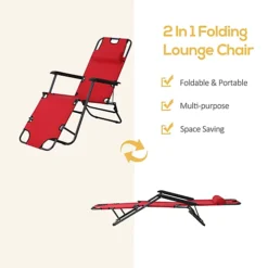 Outsunny 2 In 1 Outdoor Folding Sun Lounger W/ Adjustable Back And Pillow Red 6 Outsunny 2 In 1 Outdoor Folding Sun Lounger W/ Adjustable Back And Pillow Red -Outsunny Garden Zone outsunny 2 in 1 outdoor folding sun lounger w adjustable back and pillow red5056029882689 03c MP
