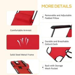 Outsunny 2 In 1 Outdoor Folding Sun Lounger W/ Adjustable Back And Pillow Red 7 Outsunny 2 In 1 Outdoor Folding Sun Lounger W/ Adjustable Back And Pillow Red -Outsunny Garden Zone outsunny 2 in 1 outdoor folding sun lounger w adjustable back and pillow red5056029882689 06c MP