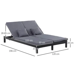 Outsunny 2 Person Rattan Lounger Adjustable Double Chaise Chair With Cushion Black 6 Outsunny 2 Person Rattan Lounger Adjustable Double Chaise Chair With Cushion Black -Outsunny Garden Zone outsunny 2 person rattan lounger adjustable double chaise chair with cushion black5056399103841 03c MP