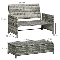 Outsunny 2 Seater Assembled Garden Patio Outdoor Rattan Furniture Sofa Sun Lounger Daybed With Fire Retardant Sponge - Grey -Outsunny Garden Zone outsunny 2 seater assembled garden patio outdoor rattan furniture sofa sun lounger daybed with fire retardant sponge grey5056602943745 03c MP