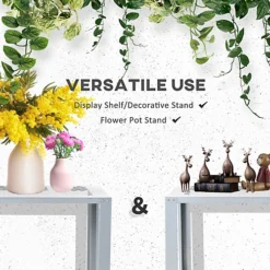 Outsunny 2-Tier Plant Stand, Corner Plant Shelf Storage Organizer, Freestanding Flower Rack With Steel Frame, Mesh Board, Silver -Outsunny Garden Zone outsunny 2 tier plant stand corner plant shelf storage organizer freestanding flower rack with steel frame mesh board silver5056602951467 06c MP