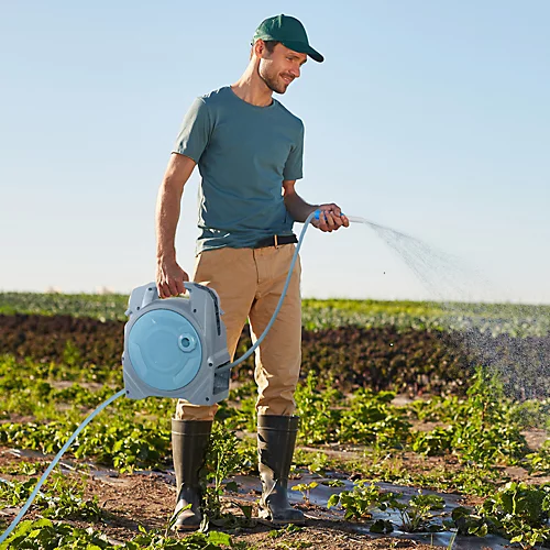 Outsunny 20m Garden Hose Reel With Simple Manual Rewind, Compact And Portable 1 Outsunny 20m Garden Hose Reel With Simple Manual Rewind, Compact And Portable