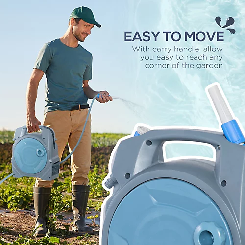 Outsunny 20m Garden Hose Reel With Simple Manual Rewind, Compact And Portable 4 Outsunny 20m Garden Hose Reel With Simple Manual Rewind, Compact And Portable - Image 4