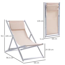 Outsunny 2Pcs Texteline Chaise Lounge Recliner Chair Adjust Lounger Patio Beige 6 Outsunny 2Pcs Texteline Chaise Lounge Recliner Chair Adjust Lounger Patio Beige -Outsunny Garden Zone outsunny 2pcs texteline chaise lounge recliner chair adjust lounger patio beige5056534554279 03c MP